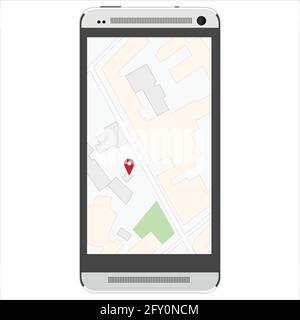Navigation map. Map on phone, smartphone. Vector illustration. Location Pin. gps Stock Vector