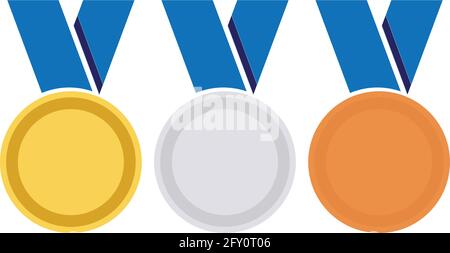 Gold, silver and bronze medal icon. Medal set. Vector set. Medal isolated on white background Stock Vector
