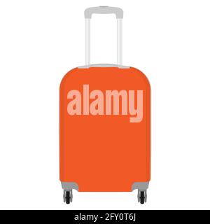 Vector illustration of realistic large polycarbonate travel plastic suitcase with wheels isolated on white background. Art design traveler luggage. Ab Stock Vector
