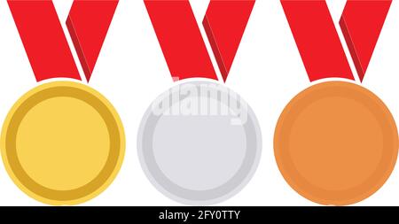 Gold, silver and bronze medal icon. Medal set. Vector set. Medal isolated on white background Stock Vector