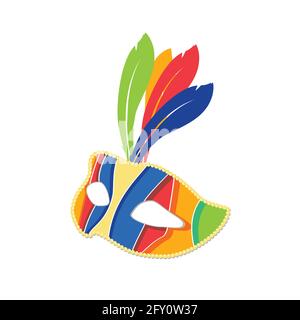 Colorful carnival mask with feathers Stock Vector