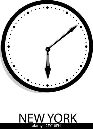 World time clock New York time. Wall office clock isolated on white background Stock Vector