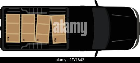 Vector illustration pick up car, truck top view. Logistics and delivery service concept Stock Vector