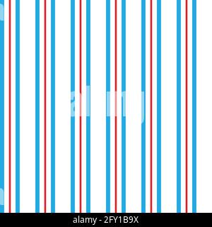 Seamless Vertical Line Pattern. Vector Blue, Red and White Stripe Background. Wrapping Paper Texture. Abstract Minimal Geometric Graphic Design Stock Vector