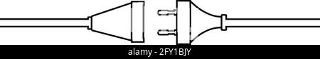 Wire plug and socket. Concept of connection, disconnection, electricity. Stock Vector