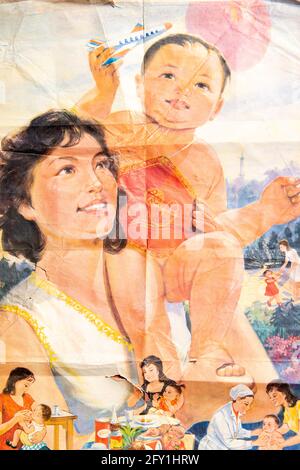 A poster of One Child Policy in China in the 1980s. Stock Photo
