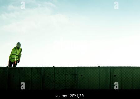 workers on a construction site Stock Photo