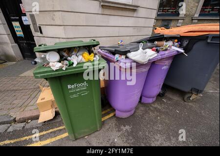 overflowing bin bins full dumpster dumpster in back alley alleyway ...