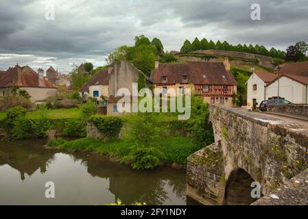 Beautiful village Semur en Auxois in Burgundy in France Stock Photo
