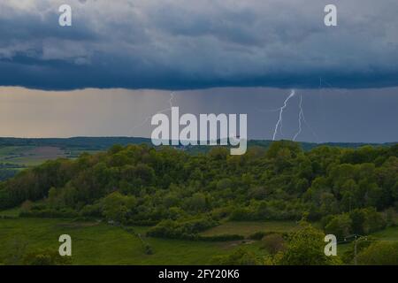 Thunderstorm in the Morvan in Burgundy near Vezelay Stock Photo