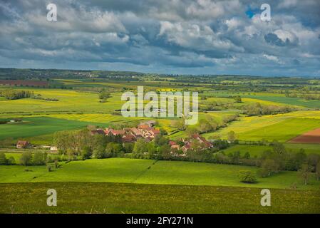 landscape in burgundy near chateauneuf en Auxois Stock Photo