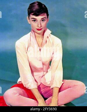 AUDREY HEPBURN (1929-1993) Belgian-born British film actress about 1955 Stock Photo