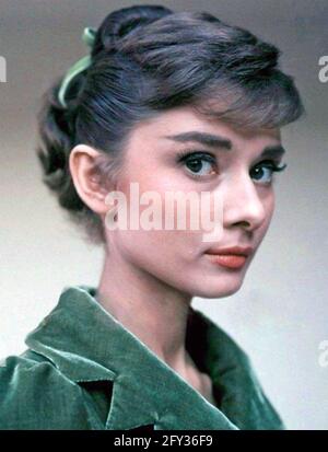 AUDREY HEPBURN (1929-1993) Belgian-born British film actress about 1953 Stock Photo