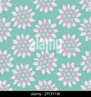 Vector seamless pattern with colorful abstract flowers. Decorative flowers design. Stock Vector