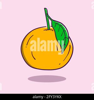 hand drawn fresh orange in doodle style. Stock Vector
