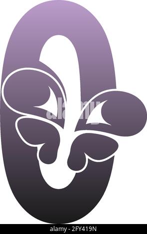 Number zero with butterfly icon logo design vector template Stock Vector