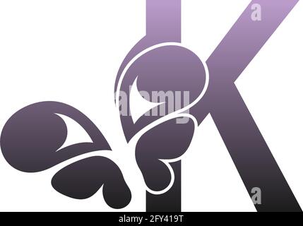 Letter K with butterfly icon logo design vector template Stock Vector
