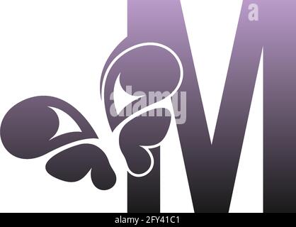 Letter M with butterfly icon logo design vector template Stock Vector