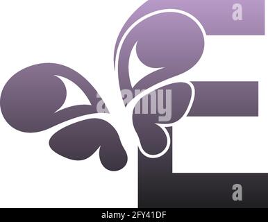 Letter E with butterfly icon logo design vector template Stock Vector