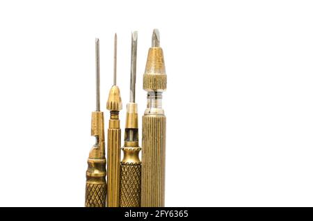 screwdriver watchmaker isolated on white Watchmaker's Tool Stock Photo