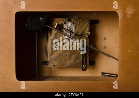 old desk clock from the inside Stock Photo