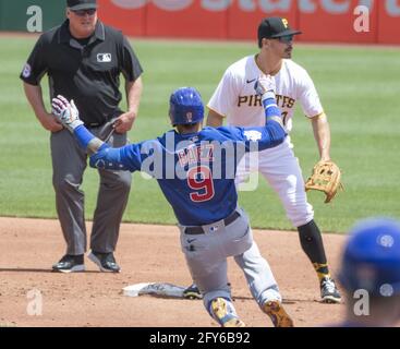 Atlanta, United States. 12th June, 2022. Pittsburgh Pirates catcher Michael  Perez (5) reacts after striking out during a MLB regular season game  against the Pittsburgh Pirates, Sunday, June 12, 2022, in Atlanta