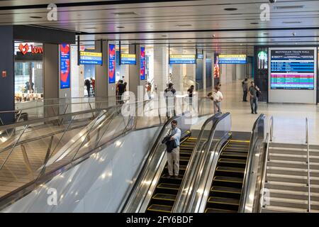 The Moynihan Train Hall (MTH) is located in the historic James A. Farley Post Office Building, New York City, USA Stock Photo