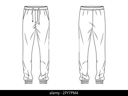 Sweat Pants Fashion Flat Sketch Template Stock Vector by ©haydenkoo  255170098