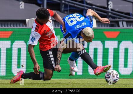 ROTTERDAM, NETHERLANDS - MAY 9: Tyrell Malacia of Feyenoord, Antony Matheus dos Santos of Ajax during the Dutch Eredivisie match between Feyenoord and Stock Photo