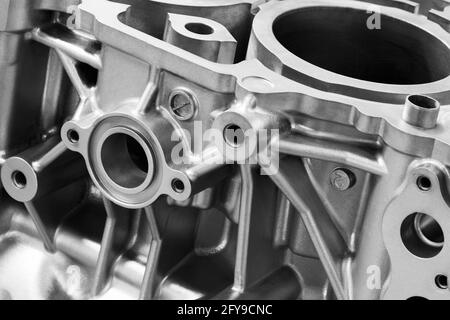 open block of four cylinder petrol engine Stock Photo