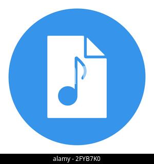 Music file vector flat white glyph icon. Music sign. Graph symbol for music and sound web site and apps design, logo, app, UI Stock Vector
