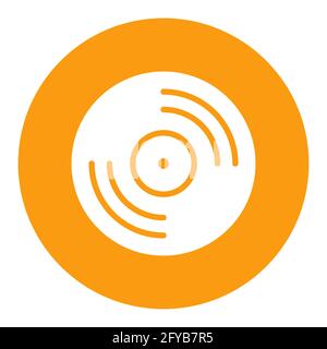 Vinyl record, lp record vector white glyph icon. Music sign. Graph symbol for music and sound web site and apps design, logo, app, UI Stock Vector
