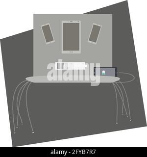 Public charging. Abstract funny face. Front view. Isolated vector illustration for icon or design element. Stock Vector