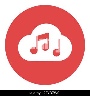 Music note cloud sound vector white glyph icon. Music sign. Graph symbol for music and sound web site and apps design, logo, app, UI Stock Vector
