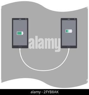 Being charged device-to-device. Borrowing a little bit of charge. Isolated vector illustration for icon or design element Stock Vector