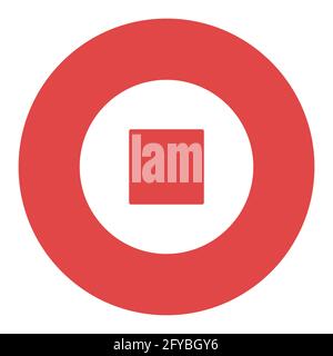 Stop button flat vector white glyph icon. Graph symbol for music and sound web site and apps design, logo, app, UI Stock Vector
