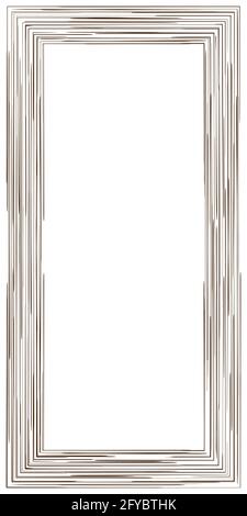 Wood textured rectangle vertical frame. Vector illustration. Isolated on white background. Stock Vector