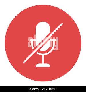 Microphone, mic mute vector white glyph icon. Music sign. Graph symbol for music and sound web site and apps design, logo, app, UI Stock Vector