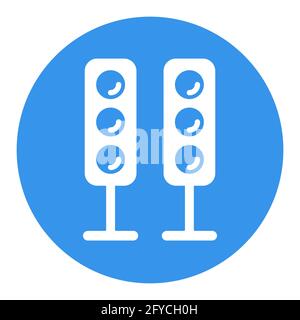 Sound system speakers vector white glyph icon. Acoustic speakers with three speakers for sound Stock Vector