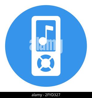 Mp3 player vector white glyph icon. Music sign. Graph symbol for music and sound web site and apps design, logo, app, UI Stock Vector