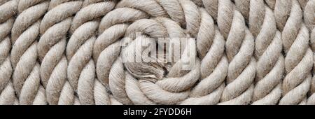 Navy rope folded in circle top view Stock Photo