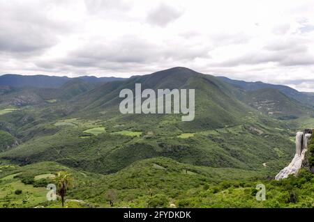 Beautiful nature in Hierve el Agua, Oaxaca, Mexico during daylight Stock Photo