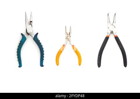 set of pliers isolated on white background Stock Photo