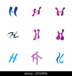 set of Letter H logo icon vector design template Stock Vector