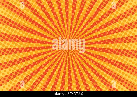 Striped colorful rays background. Pop art creative concept colorful comics book magazine cover. Cartoon halftone retro pattern. Abstract template Stock Vector