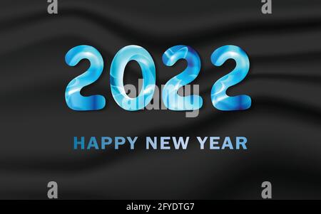 3D ice blue 2022 holiday decoration on grey background. Merry Christmas or happy new year design. Greeting vector card, banner, celebration concept Stock Vector