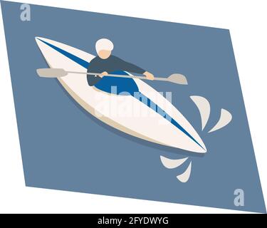 Human kayaking down the river. Extreme sport  Design element  Isolated vector illustration Stock Vector