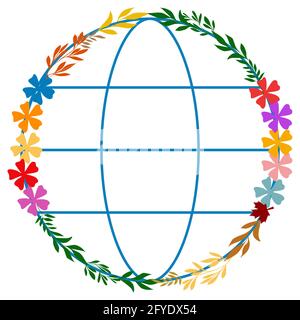 The globe. Floral vector illustration. Design element for earth day and world environment day. Isolated on white background Stock Vector