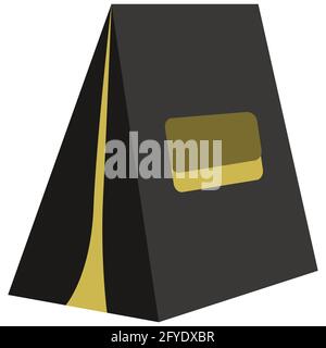 Black tent for tourism Vector illustration Isolated on white background Design element Stock Vector