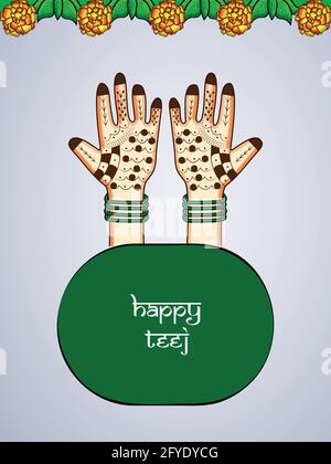 Women hand mehndi hariyali teej hindu festival greeting card background  9222965 Vector Art at Vecteezy
